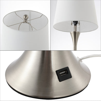 Lampada da tavolo a LED Makena 22.75 Modern Glam Iron Hourglass con porta di ricarica USB, (set da 2) di JONATHAN Y