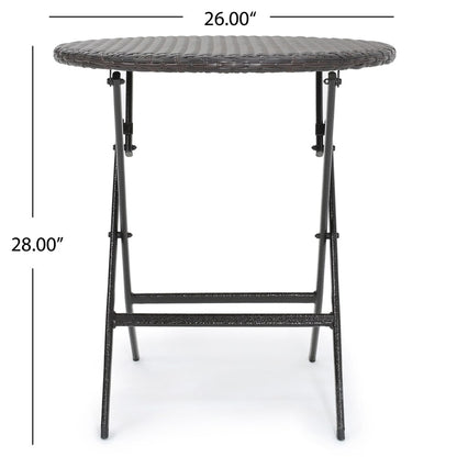 Set da pranzo bistrot Malaga Outdoor da 3 pezzi in vimini rotondo con cuscini di Christopher Knight Home