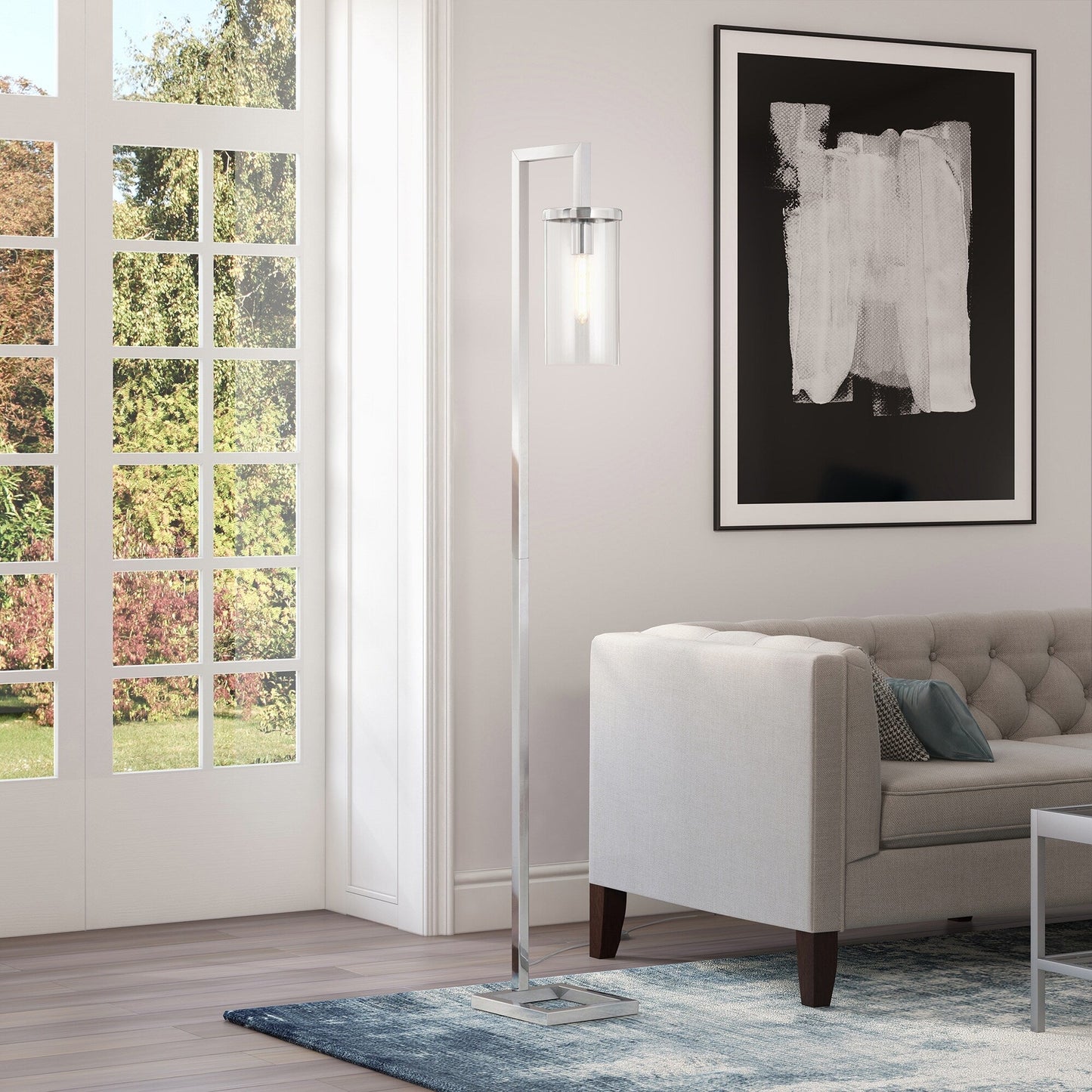 Lampada da terra alta Malva 67.75 con paralume in vetro - 11 di larghezza