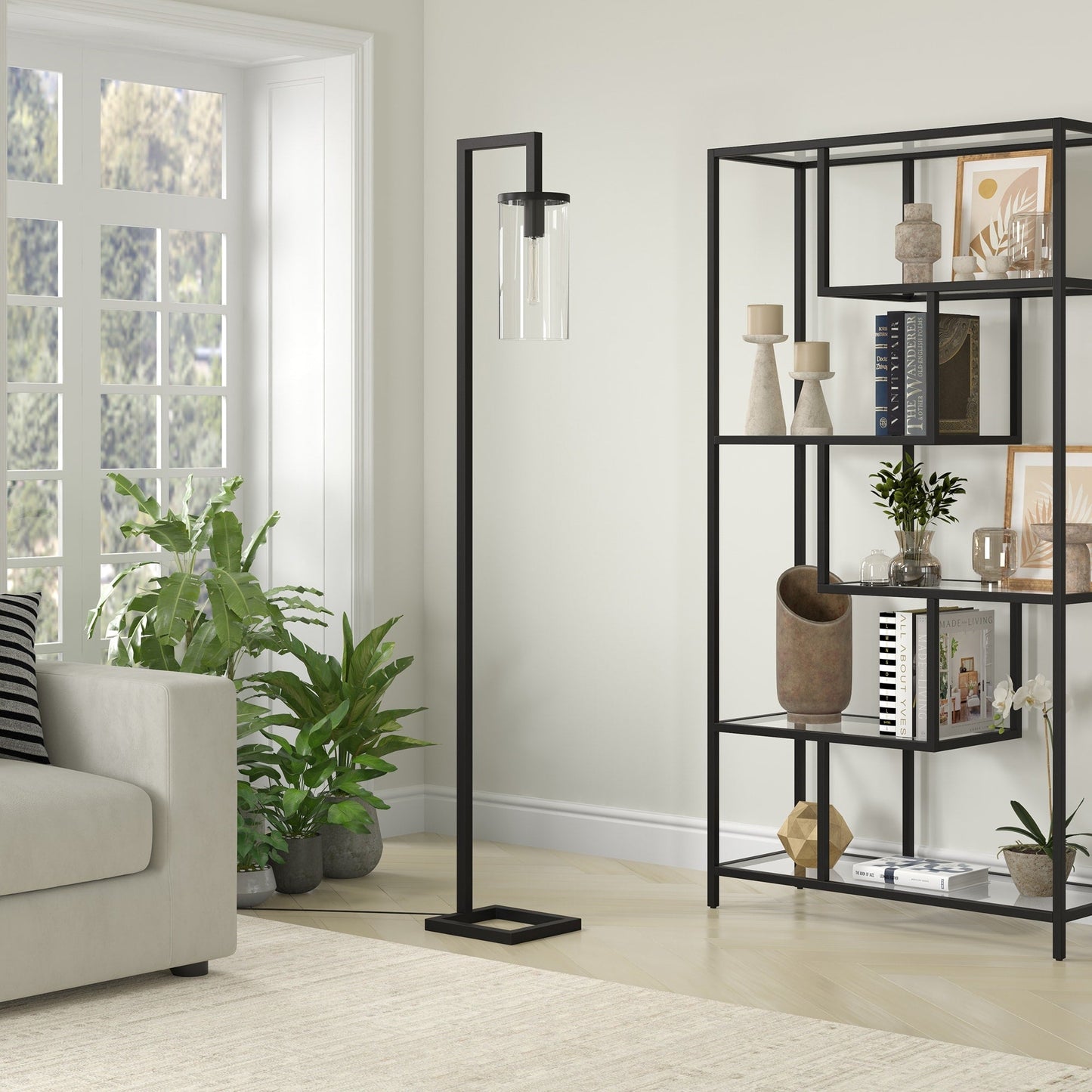 Lampada da terra alta Malva 67.75 con paralume in vetro - 11 di larghezza