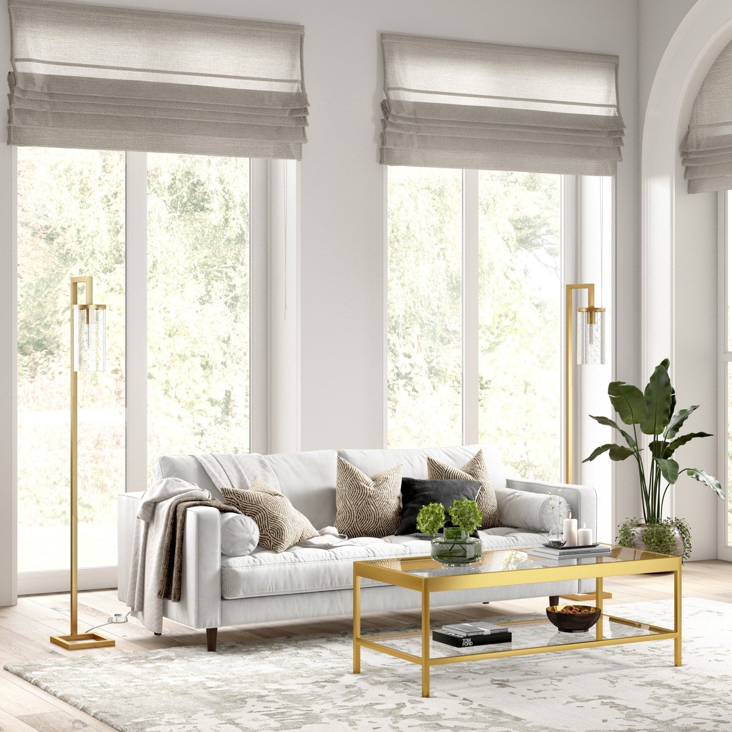 Lampada da terra alta Malva 67.75 con paralume in vetro - 11 di larghezza