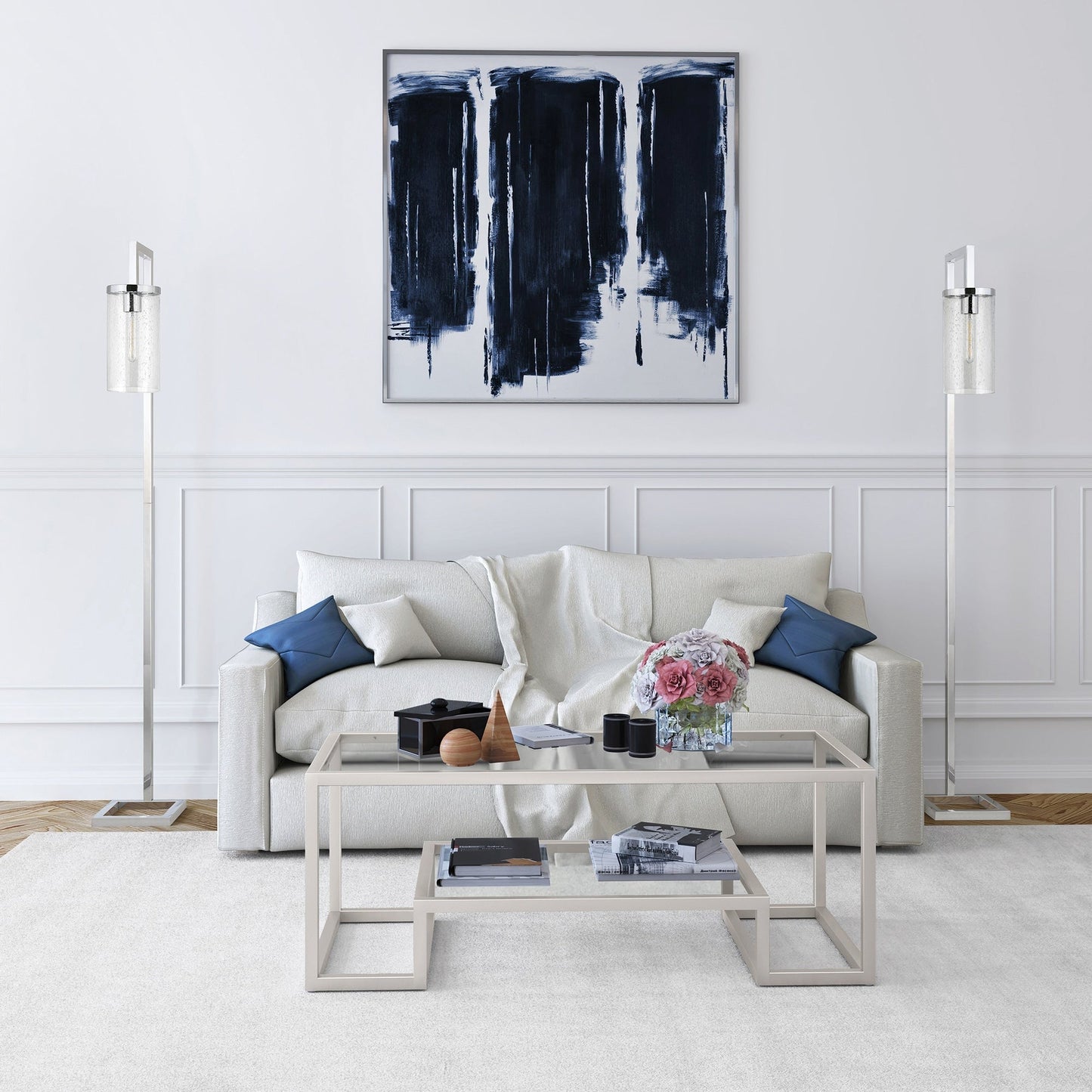 Lampada da terra alta Malva 67.75 con paralume in vetro - 11 di larghezza