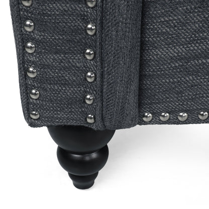 Divano a 3 posti con schienale in tessuto Manbow e finiture con borchie di Christopher Knight Home