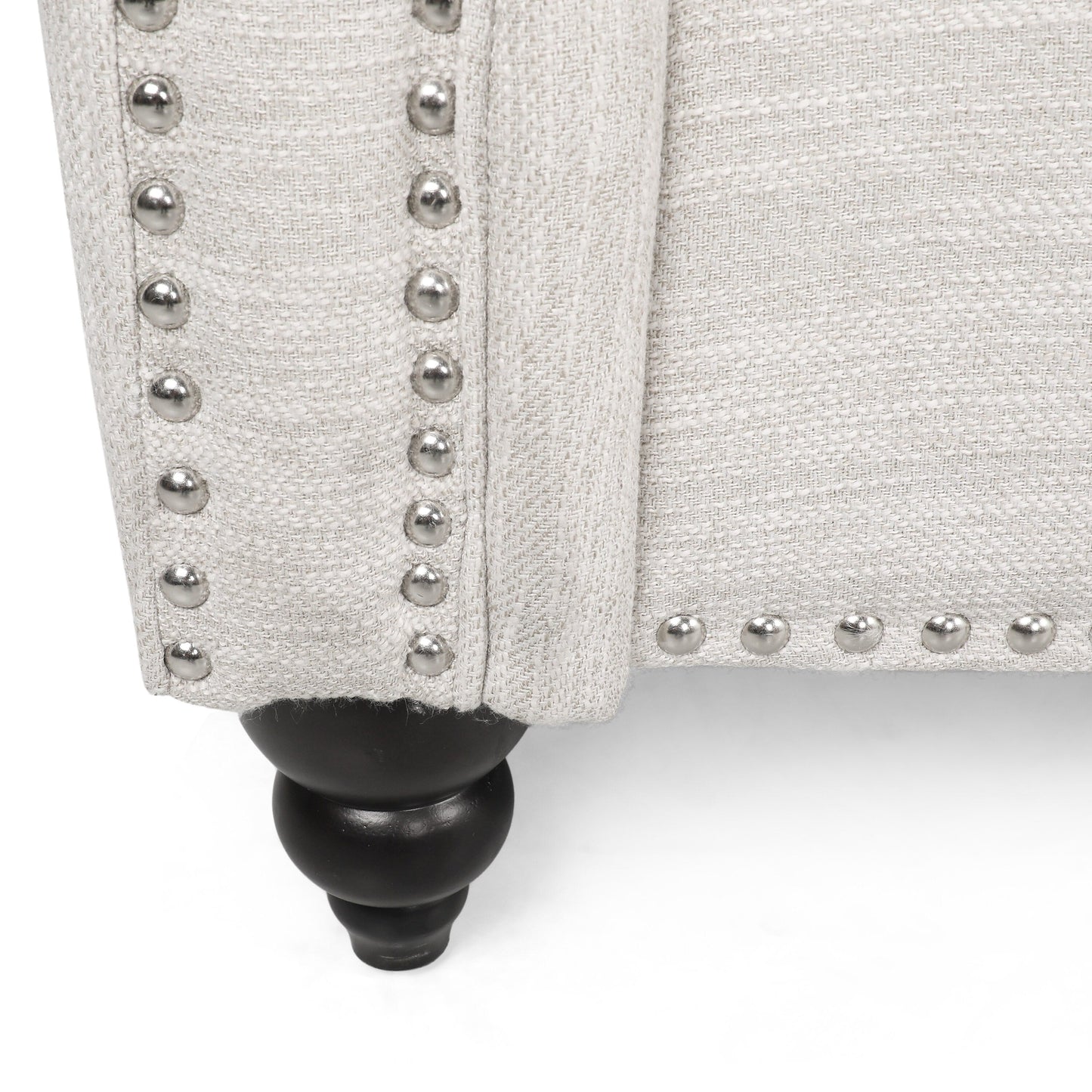 Divano a 3 posti con schienale in tessuto Manbow e finiture con borchie di Christopher Knight Home