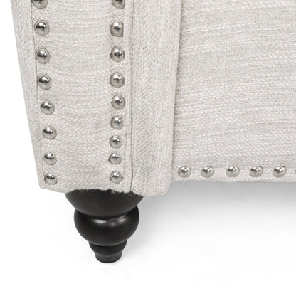 Divano a 3 posti con schienale in tessuto Manbow e finiture con borchie di Christopher Knight Home