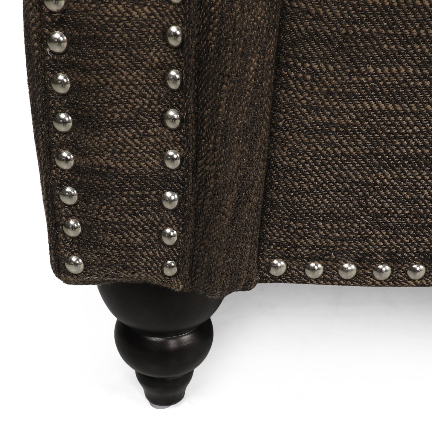 Divano a 3 posti con schienale in tessuto Manbow e finiture con borchie di Christopher Knight Home