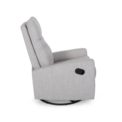 Poltrona reclinabile girevole manuale Glider, design trapuntato, grigio chiaro