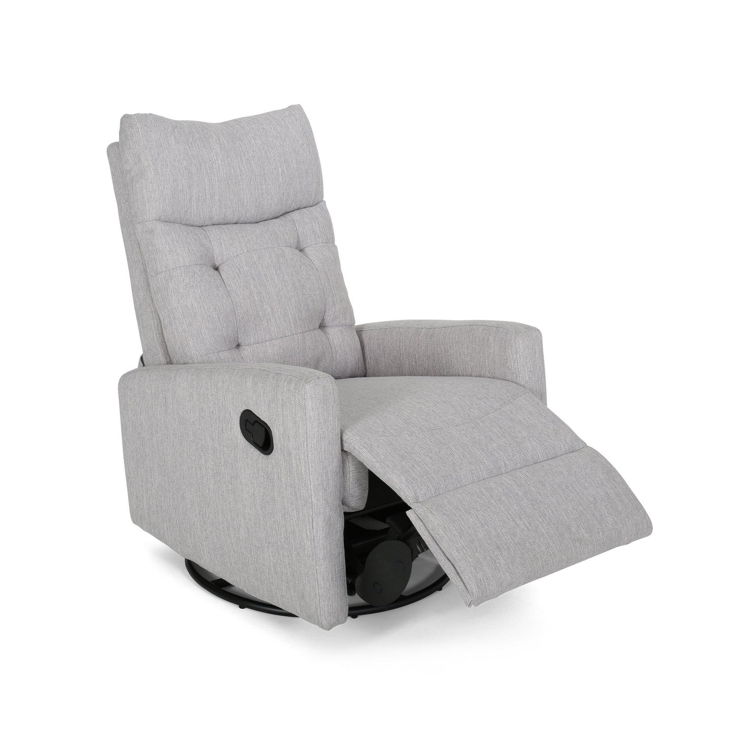 Poltrona reclinabile girevole manuale Glider, design trapuntato, grigio chiaro
