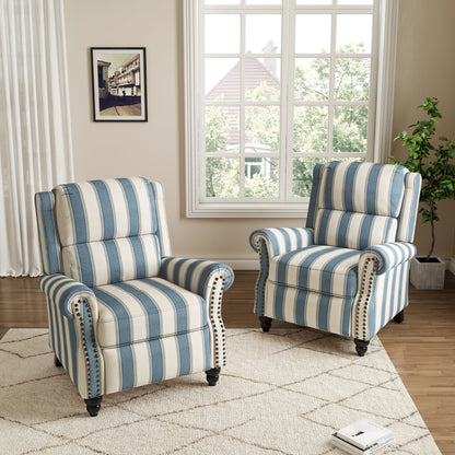 Set da 2 poltrone reclinabili manuali con schienale e finiture a borchie