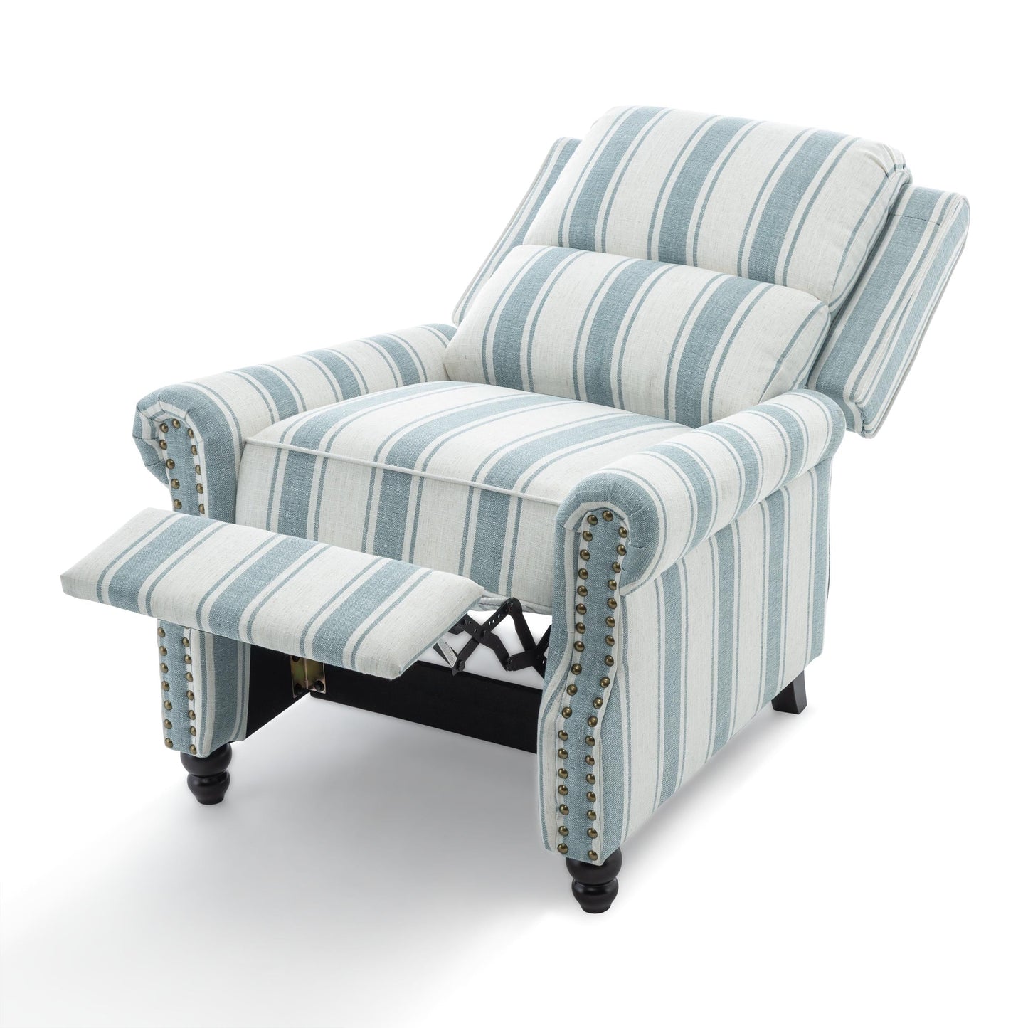 Set da 2 poltrone reclinabili manuali con schienale e finiture a borchie