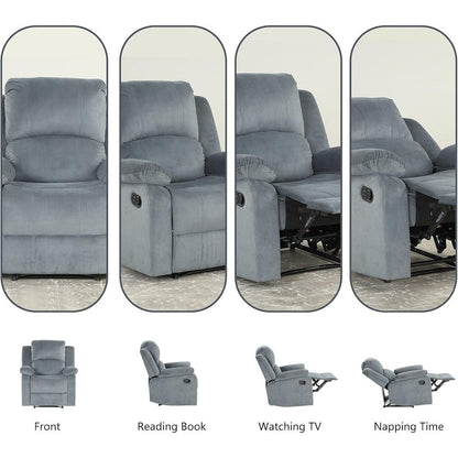 Poltrona reclinabile manuale, poltrona reclinabile singola imbottita in tessuto morbido per soggiorno, camera da letto