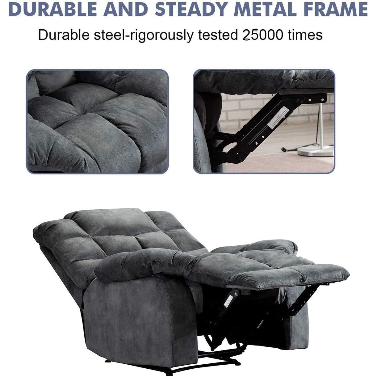 Divano reclinabile manuale imbottito in tessuto traspirante per soggiorno