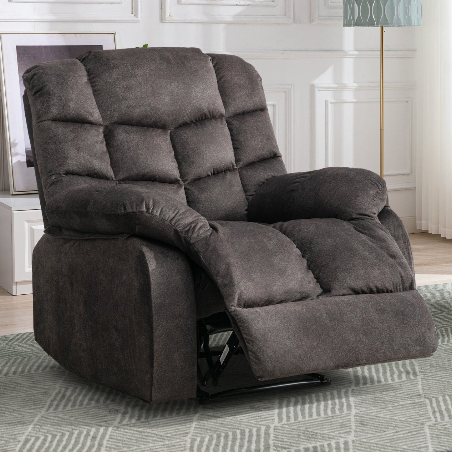 Divano reclinabile manuale imbottito in tessuto traspirante per soggiorno