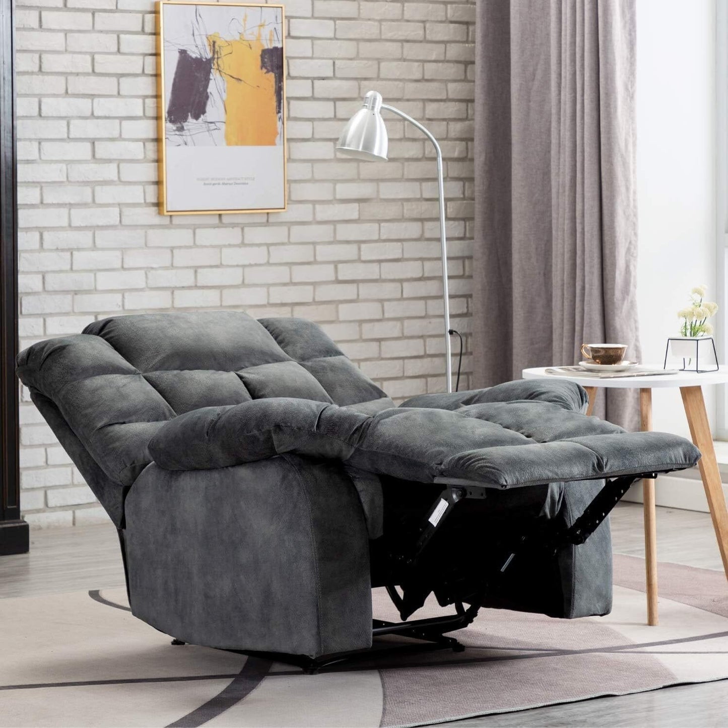 Divano reclinabile manuale imbottito in tessuto traspirante per soggiorno