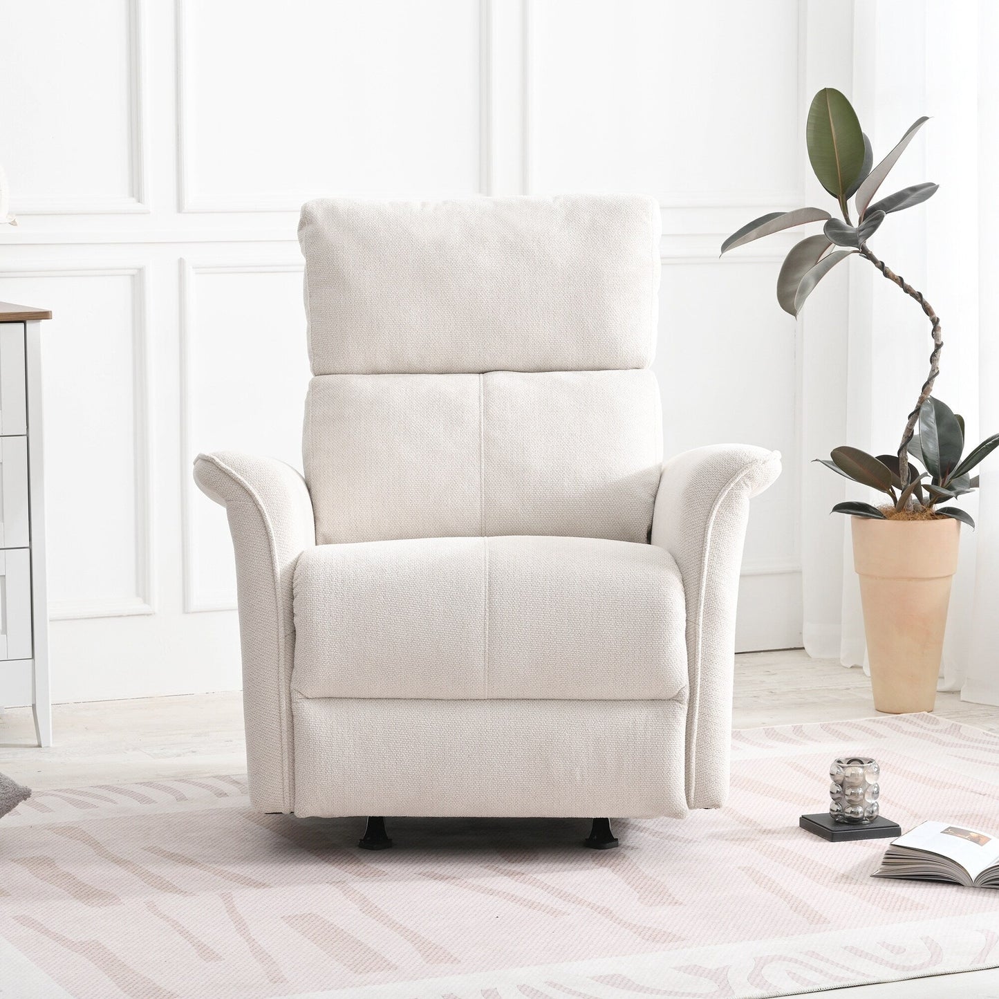 Poltrona reclinabile manuale a dondolo per adulti, poltrona reclinabile manuale a dondolo, poltrona in tessuto per bambini, poltrona reclinabile singola, braccioli larghi