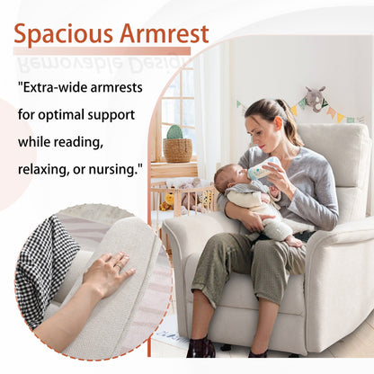 Poltrona reclinabile manuale a dondolo per adulti, poltrona reclinabile manuale a dondolo, poltrona in tessuto per bambini, poltrona reclinabile singola, braccioli larghi