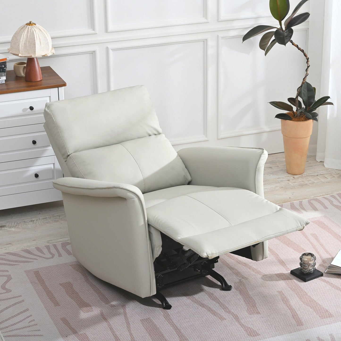 Poltrona reclinabile manuale a dondolo per adulti, poltrona reclinabile manuale a dondolo, poltrona in tessuto per bambini, poltrona reclinabile singola, braccioli larghi