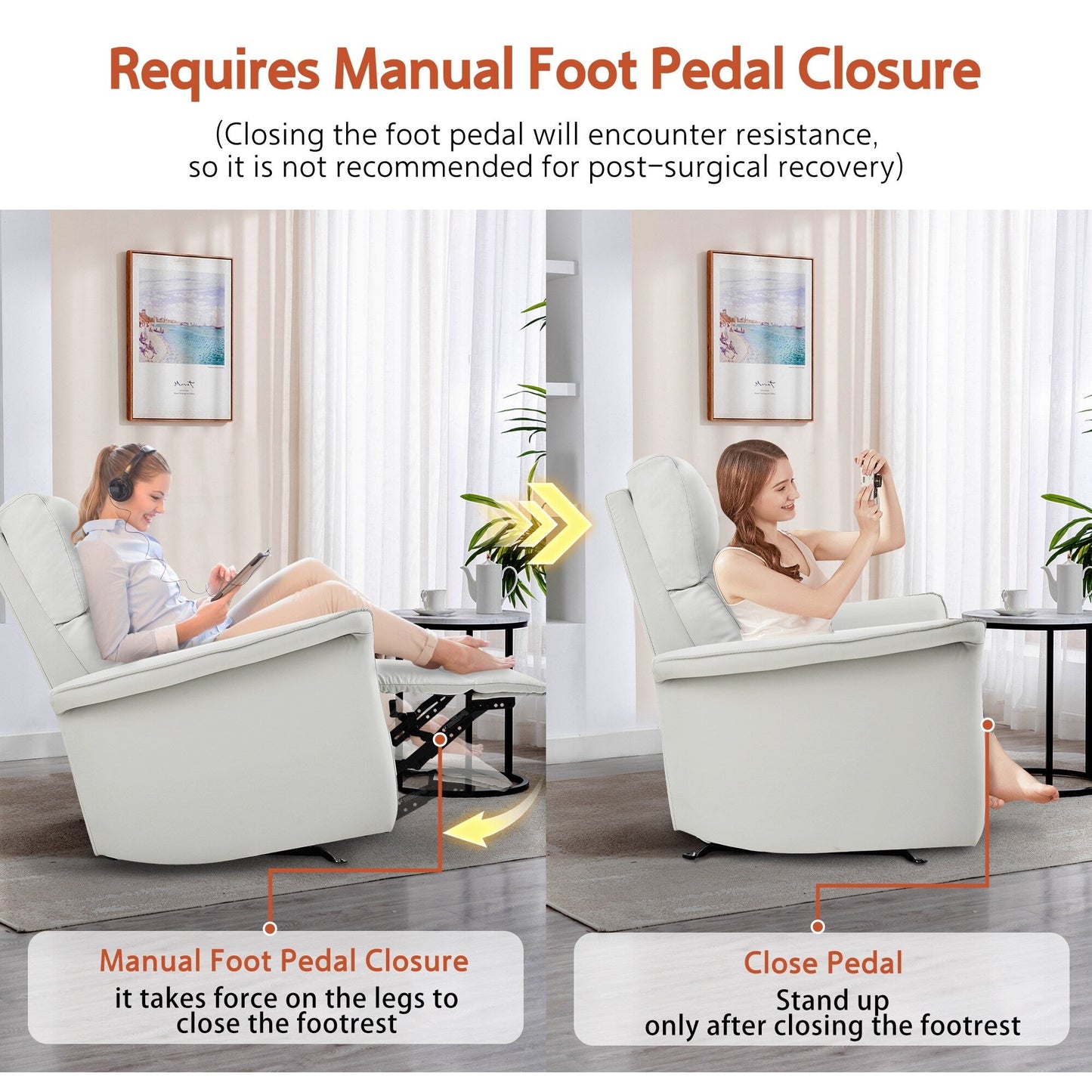 Poltrona reclinabile manuale a dondolo per adulti, poltrona reclinabile manuale a dondolo, poltrona in tessuto per bambini, poltrona reclinabile singola, braccioli larghi