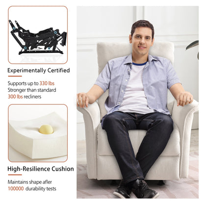 Poltrona reclinabile a dondolo manuale, poltrona reclinabile a dondolo manuale, poltrona per bambini in tessuto, poltrona reclinabile singola, braccioli larghi