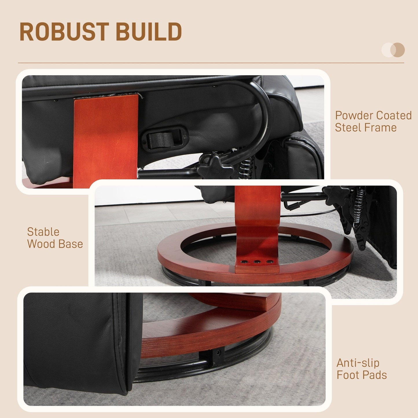 Poltrona reclinabile girevole manuale