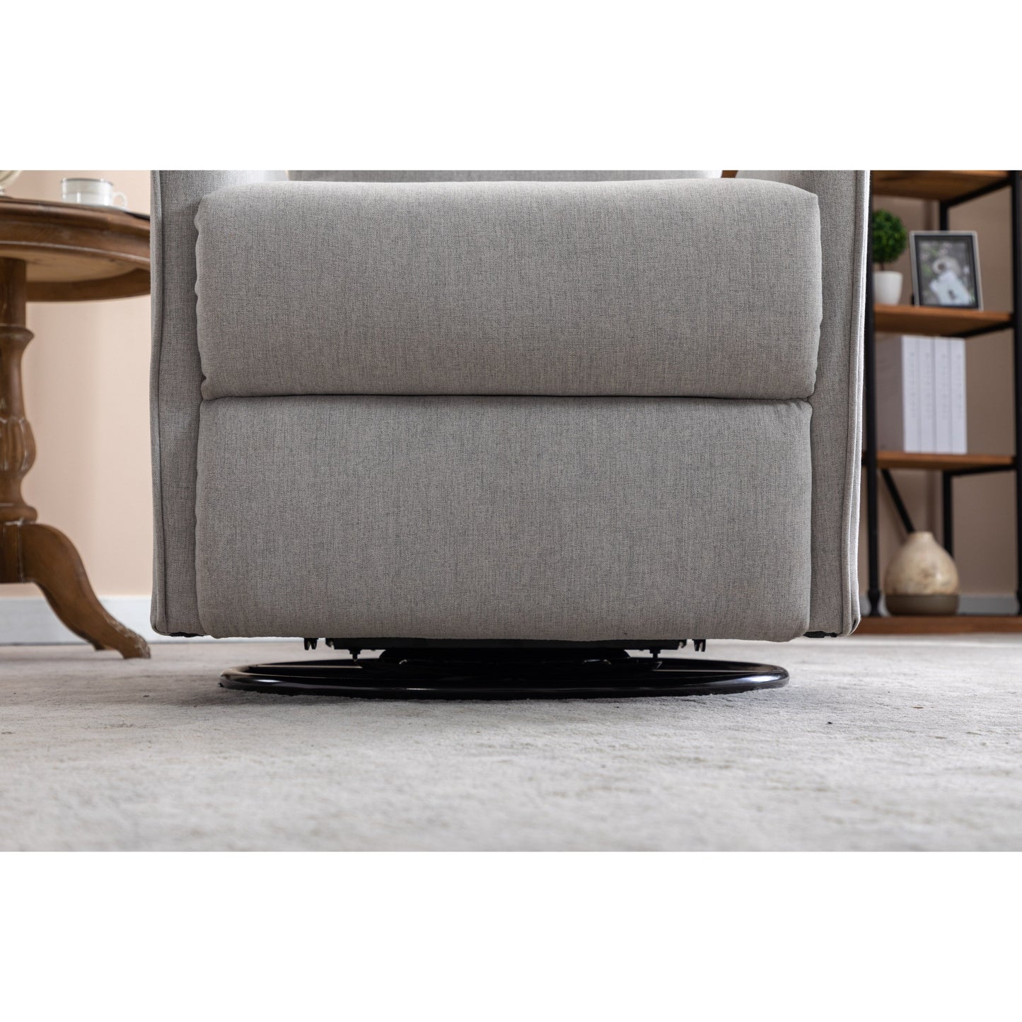 Poltrona reclinabile girevole manuale con schienale e poggiapiedi regolabili