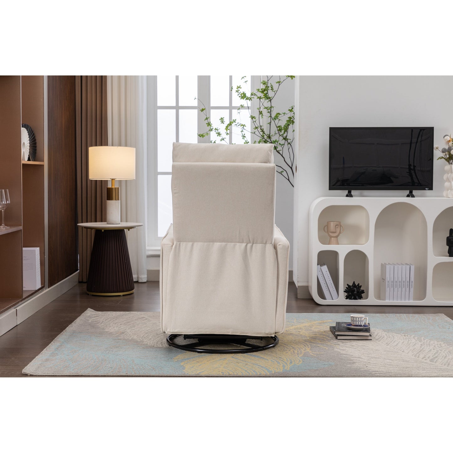 Poltrona reclinabile girevole manuale con schienale e poggiapiedi regolabili