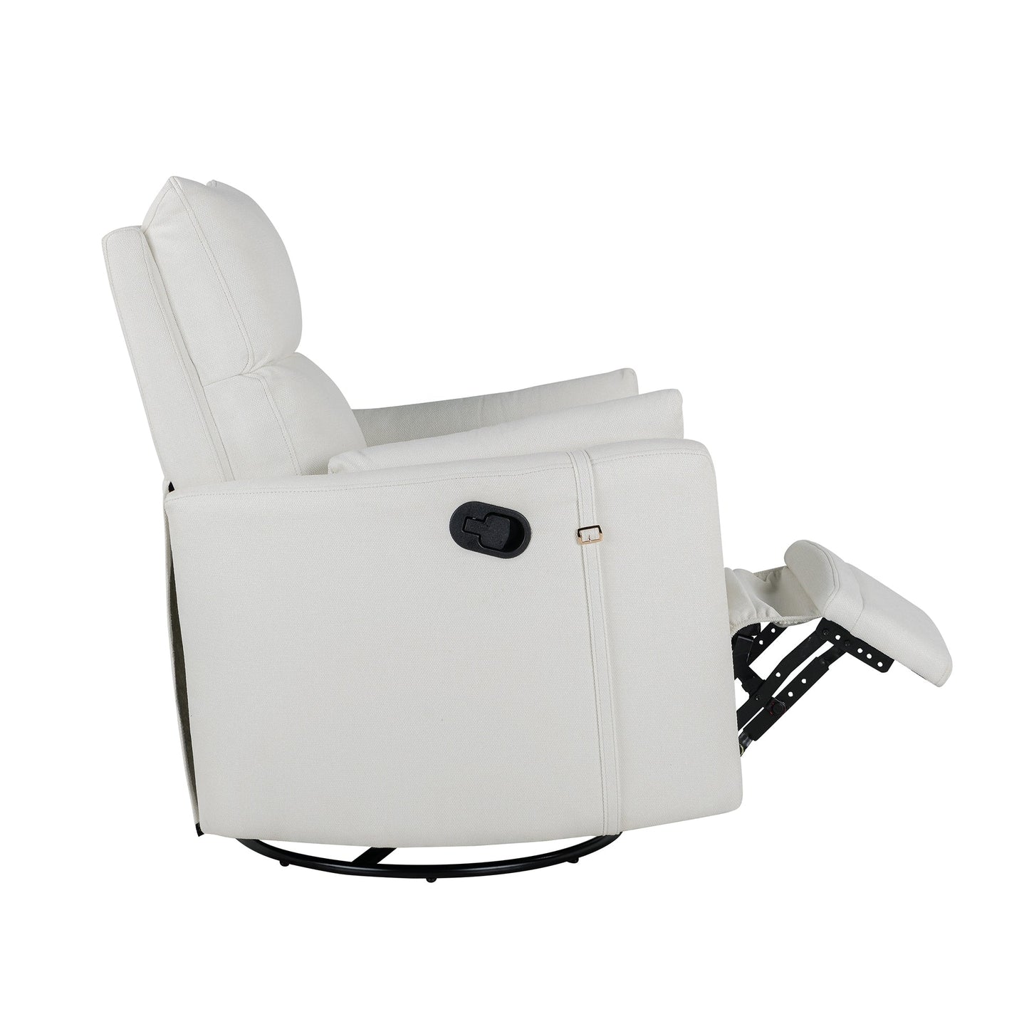 Poltrona reclinabile girevole imbottita manuale con rotazione di 360°, schienale regolabile e cuscini di supporto rimovibili