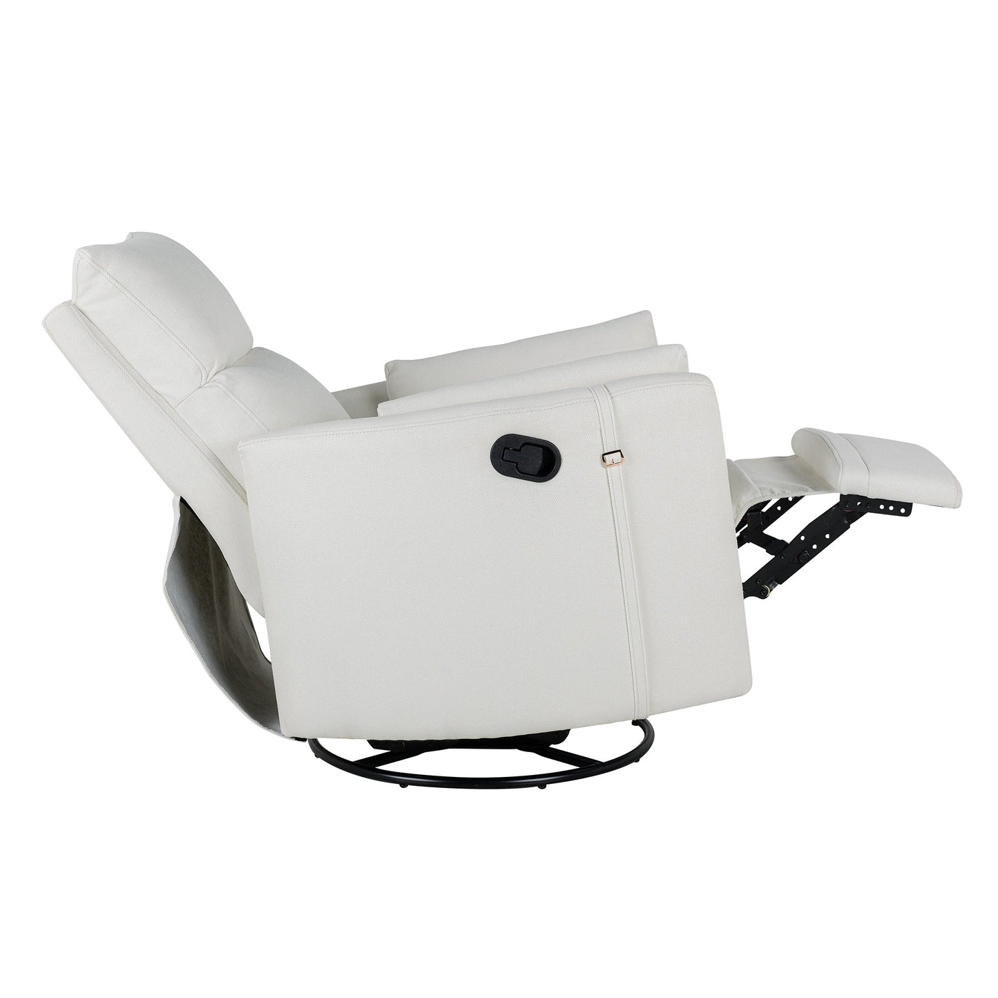 Poltrona reclinabile girevole imbottita manuale con rotazione di 360°, schienale regolabile e cuscini di supporto rimovibili