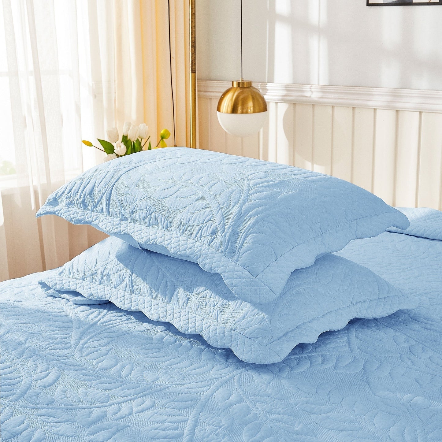 Federe trapuntate ricamate MarCielo 2 pezzi 100% cotone