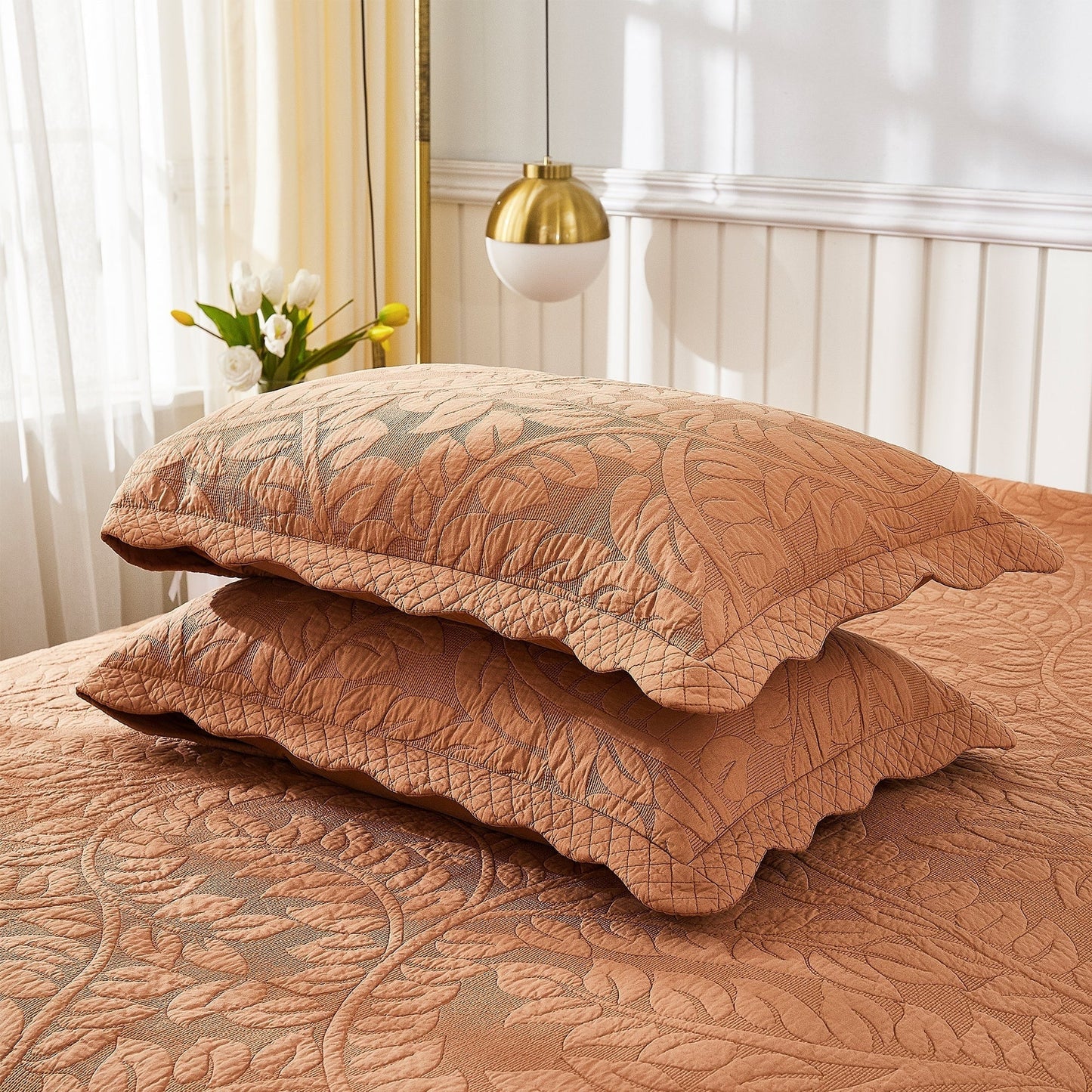 Federe trapuntate ricamate MarCielo 2 pezzi 100% cotone