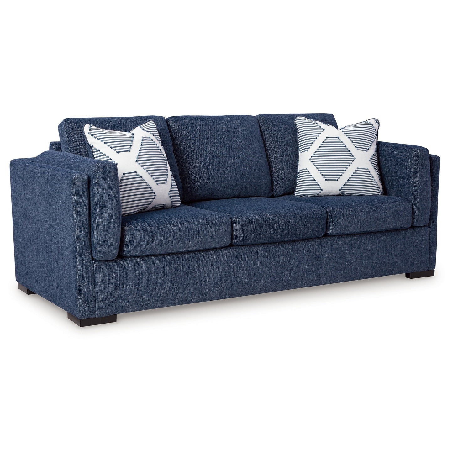 Divano Marcy con 2 cuscini decorativi, poliestere blu navy, 89 pollici