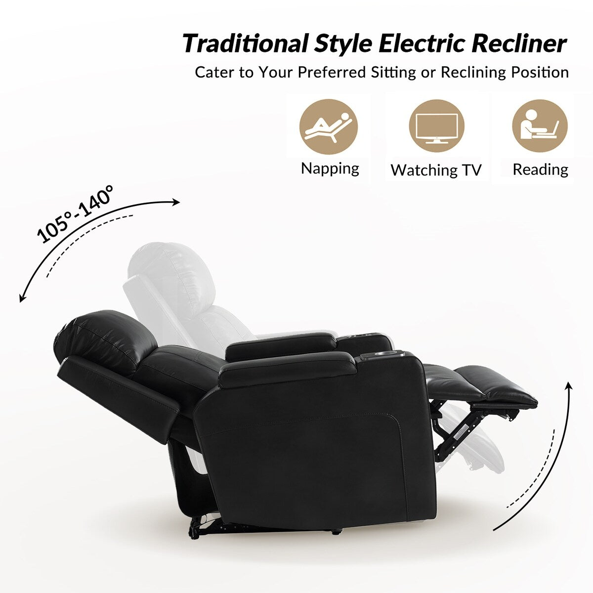 Poltrona reclinabile elettrica Marion Classic 35,5 Wide con portabicchieri di HULALA HOME