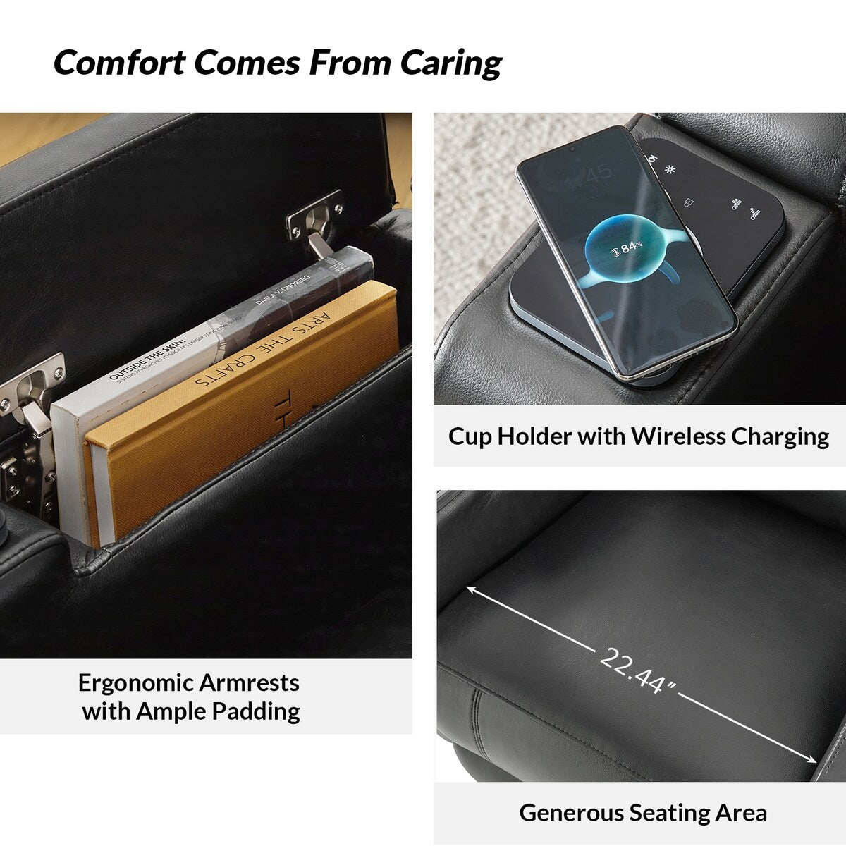 Poltrona reclinabile elettrica Marion Classic 35,5 Wide con portabicchieri di HULALA HOME