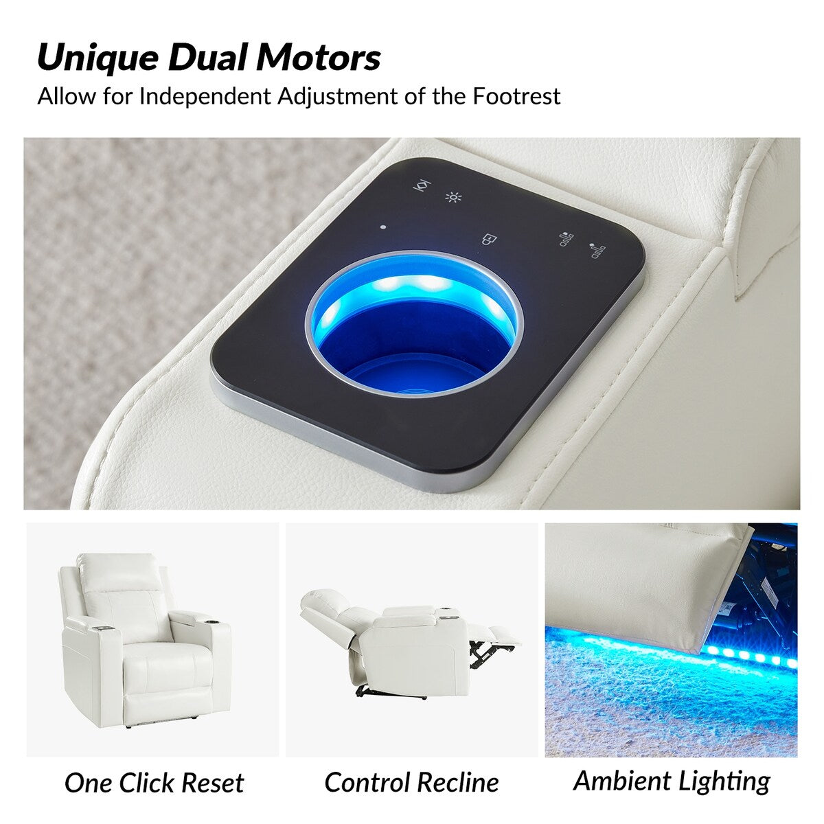 Poltrona reclinabile elettrica Marion Classic 35,5 Wide con portabicchieri di HULALA HOME