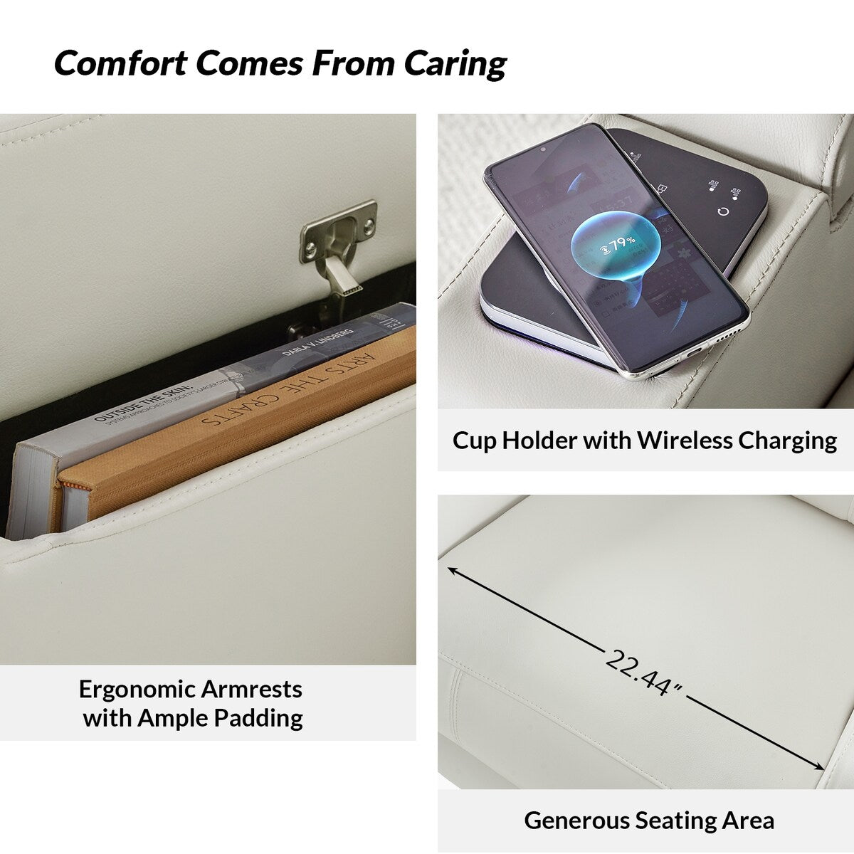 Poltrona reclinabile elettrica Marion Classic 35,5 Wide con portabicchieri di HULALA HOME