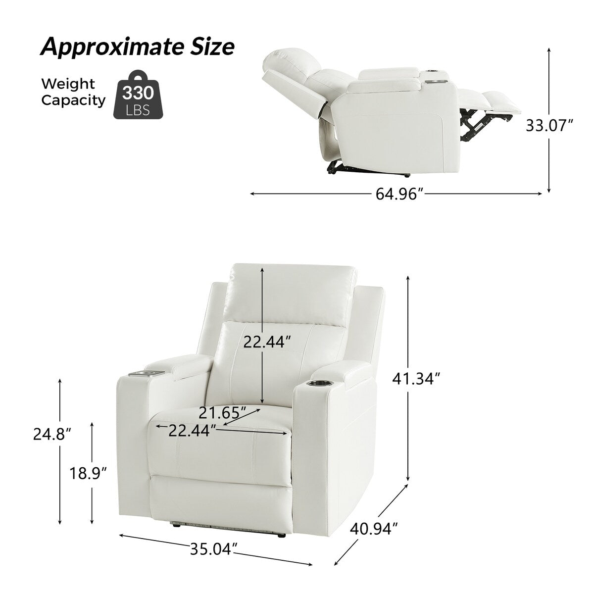 Poltrona reclinabile elettrica Marion Classic 35,5 Wide con portabicchieri di HULALA HOME