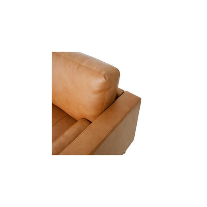 Divano Marisa in vera pelle oversize di metà secolo, divano componibile con gambe in legno, comfort superiore per il soggiorno