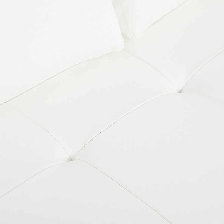 Divano moderno in vera pelle con gambe in legno e cuscino di supporto aggiuntivo