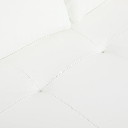 Divano moderno in vera pelle con gambe in legno e cuscino di supporto aggiuntivo