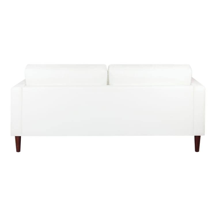 Divano moderno in vera pelle con gambe in legno e cuscino di supporto aggiuntivo