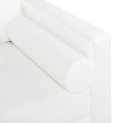 Divano moderno in vera pelle con gambe in legno e cuscino di supporto aggiuntivo