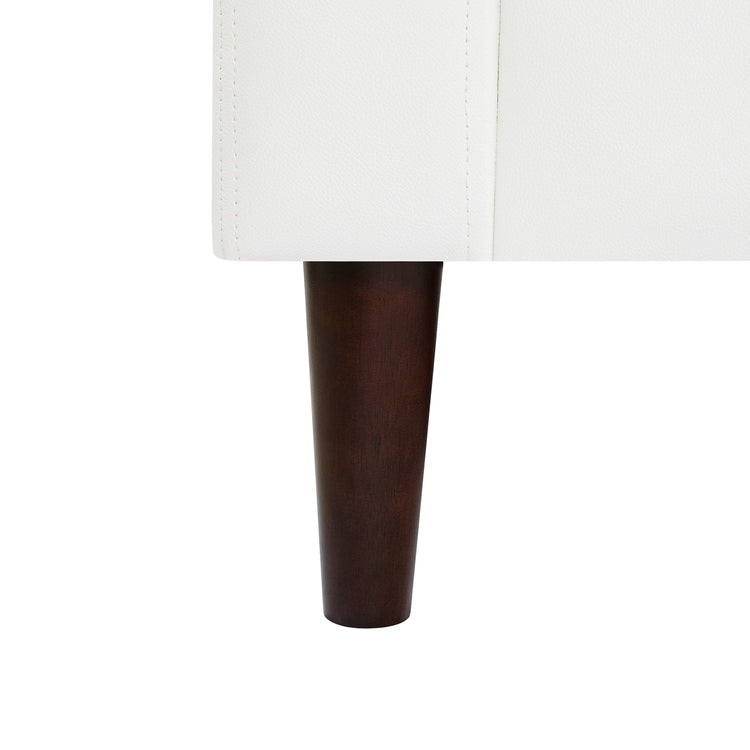 Divano moderno in vera pelle con gambe in legno e cuscino di supporto aggiuntivo