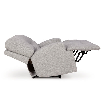 Poltrona reclinabile elettrica Marissa Wide Seat, in poliestere grigio, morbida imbottitura