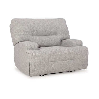 Poltrona reclinabile elettrica Marissa Wide Seat, in poliestere grigio, morbida imbottitura