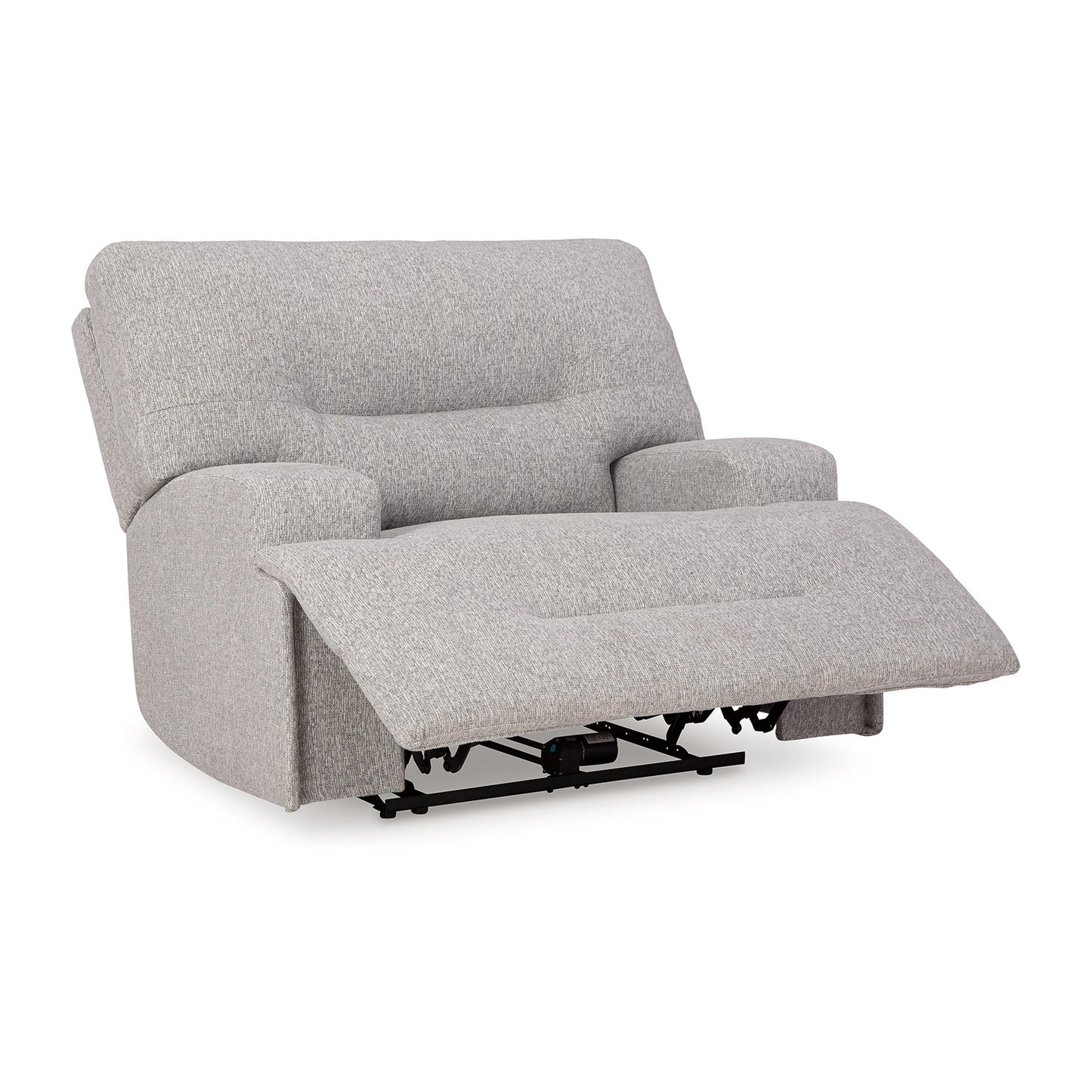 Poltrona reclinabile elettrica Marissa Wide Seat, in poliestere grigio, morbida imbottitura