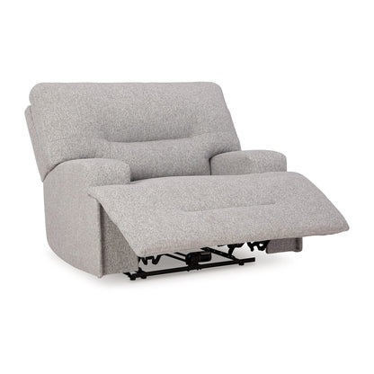 Poltrona reclinabile elettrica Marissa Wide Seat, in poliestere grigio, morbida imbottitura
