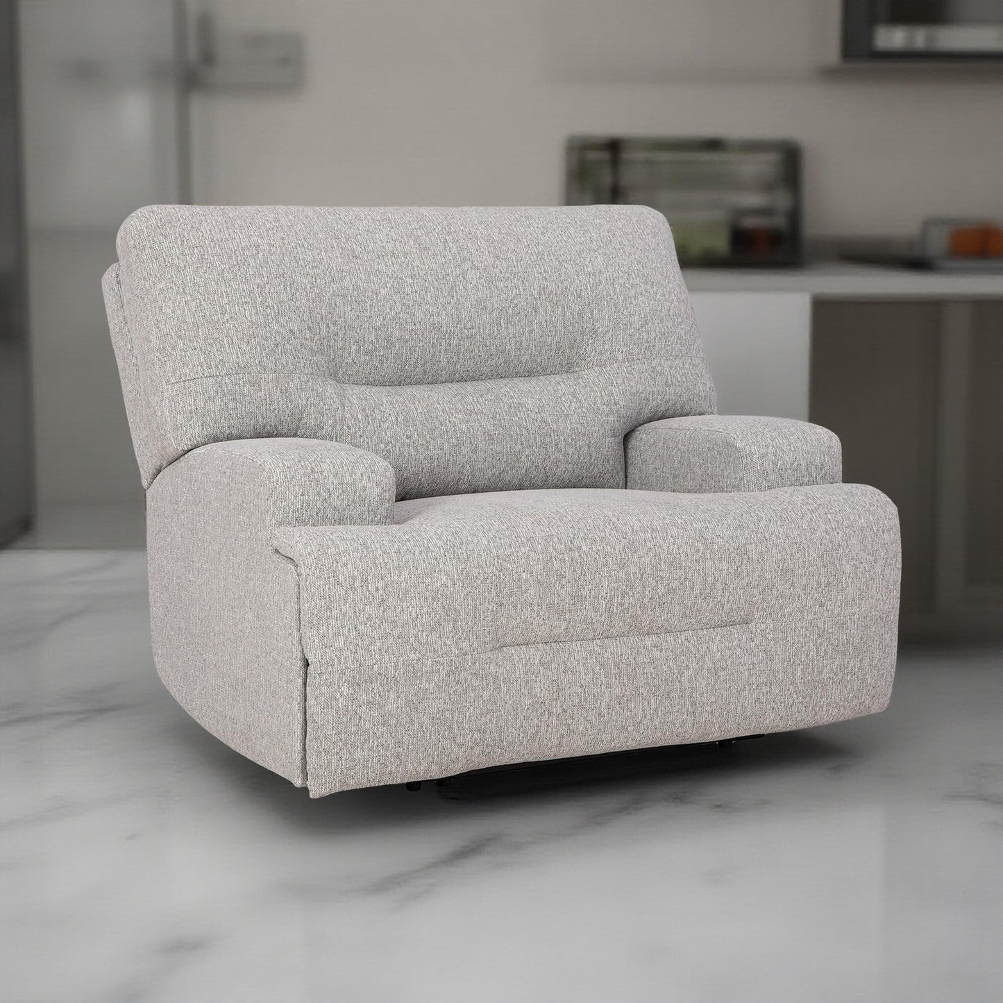 Poltrona reclinabile elettrica Marissa Wide Seat, in poliestere grigio, morbida imbottitura
