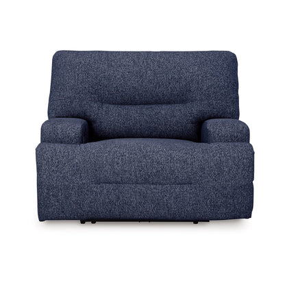 Poltrona reclinabile elettrica Marissa Wide Seat, in morbido poliestere blu navy