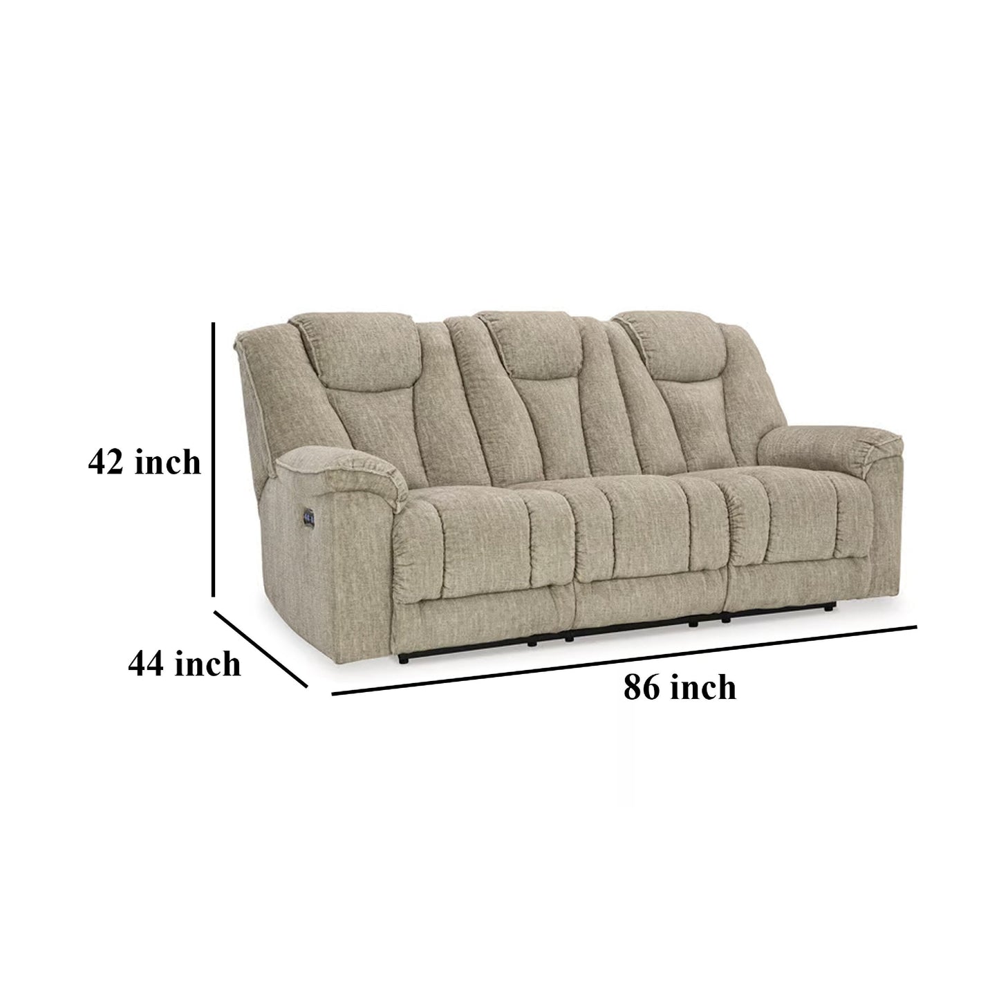 Divano reclinabile Marsh Power, poggiatesta regolabile, LED, beige, 86 pollici