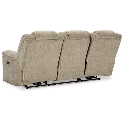 Divano reclinabile Marsh Power, poggiatesta regolabile, LED, beige, 86 pollici